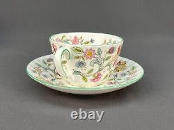 12 Minton HADDON HALL Chintz Bone China Flat Cup and Saucer Sets Green Rim MINT