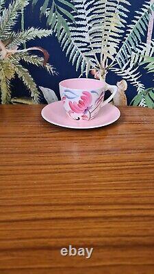 15pc Vintage Crown Devon Pink Floral Coffee Set mid century