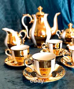 17 pc. STUNNING MZ Moritz Zdekauer Vintage 1922-1945 GILDED GOLD Tea Coffee SET