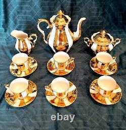 17 pc. STUNNING MZ Moritz Zdekauer Vintage 1922-1945 GILDED GOLD Tea Coffee SET