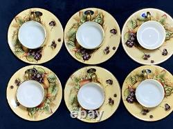 18pcs Vintage John Aynsley Orchard Gold Fruit Centre Part Coffee Service for 6