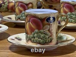 18pcs Vintage John Aynsley Orchard Gold Fruit Centre Part Coffee Service for 6