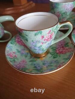 1930s Empire LILAC TIME Porcelain Coffee Set (11 pieces) Chintz Demitasse