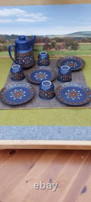 1960's Winterling Bavaria Blue Floral Ceramic Coffee set Vintage German Pottery