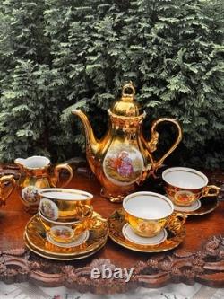 1960s Vintage Bondware Fragonard Gold Plated Coffee Set