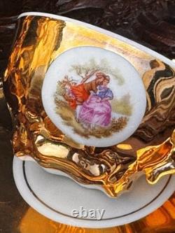 1960s Vintage Bondware Fragonard Gold Plated Coffee Set