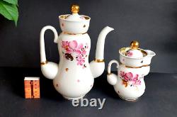 1970's Vintage USSR Russian LFZ Lomonosov Porcelain Coffee Tea Pot Set SPRING