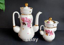 1970's Vintage USSR Russian LFZ Lomonosov Porcelain Coffee Tea Pot Set SPRING