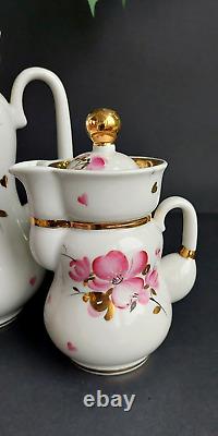 1970's Vintage USSR Russian LFZ Lomonosov Porcelain Coffee Tea Pot Set SPRING