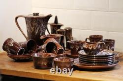 1970s Kernewek Pottery Ltd Goonhaven Cornwall Honeycomb Pottery Coffee Set