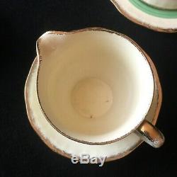 20 Piece Vintage 1930's Alfred Meakin Tea Coffee Set With Gilt Green Band Retro