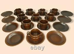 28pc Vintage Wedgwood Sterling Oven To Table Cup & Saucer Set Reto MCM Brown