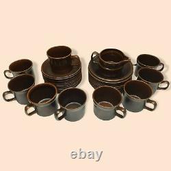 28pc Vintage Wedgwood Sterling Oven To Table Cup & Saucer Set Reto MCM Brown