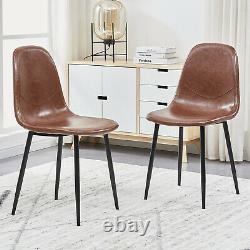 2 4 6 Retro Dining Chairs Faux Leather Black Metal Legs Kitchen Living Room Sets
