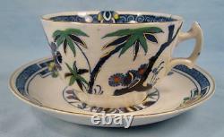 2 Kenya Blue Cup & Saucer Sets Wood & Sons Woods Ware Hand Painted Trees (O4)