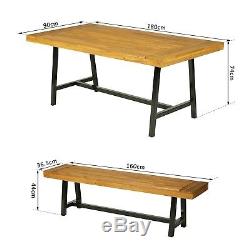 3 Pieces Tea Table Set Coffee Bench Vintage Dining Acacia Wood Picnic