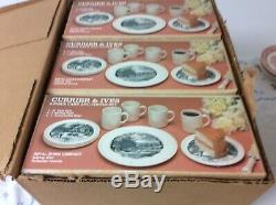 3 Sets Factory Boxes VTG Currier & Ives Royal China Coffee Saucer 9 Piece Cake