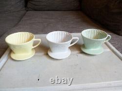 3-er Set Melitta 101-er Coffee Filter/White, Mint Green, Yellow-Vintage