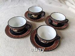 4 Vintage Hand Made Greek Demitasse Tea Coffee Cup & Saucer Set Warriors