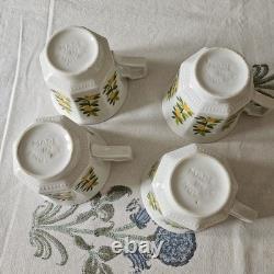 4 x Vintage Art Deco Johnson Bros Ironstone Lemon Tree Cup Saucer Trio Set