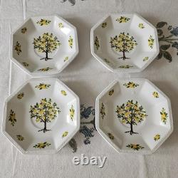 4 x Vintage Art Deco Johnson Bros Ironstone Lemon Tree Cup Saucer Trio Set