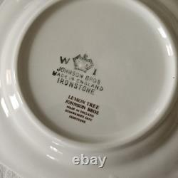 4 x Vintage Art Deco Johnson Bros Ironstone Lemon Tree Cup Saucer Trio Set