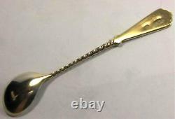 50s Set of 12 Coffee Tea Spoons Vintage USSR Gilt Sterling Silver 875 in Box
