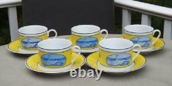 5 Lynn Chase Costa Azzurra Cup & Saucers Mint Condition
