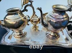 5 Pieces Silver Plated Tea / Coffee Set with Large Tray (Vintage) WM Rogers