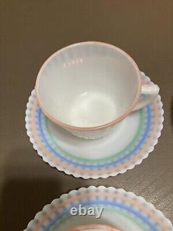 5 Vtg MacBeth Evans Petalware Pastel Rings Cremax Cup & Saucer Sets + One Saucer