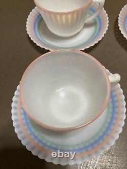 5 Vtg MacBeth Evans Petalware Pastel Rings Cremax Cup & Saucer Sets + One Saucer