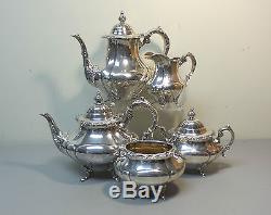 5-pc Reed & Barton Vintage Sterling Silver Georgian Rose Coffee / Tea Set