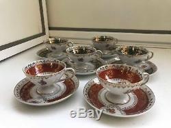 6 Cup 6 Saucer Set Rare Vintage Oscar Schlegelmilch Porcelain Coffee Mocca