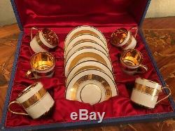 6 Cups 6 Saucers Vintage French Limoges France Porcelain Gold plated Coffee Set