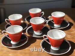 6 Vintage 1980 s Freiberger Porzellan Coffee Cups Set Made in GDR