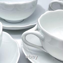 6x Vintage Hutschenreuther Coffee Cup and Saucer Made of Porcelain White Germnay
