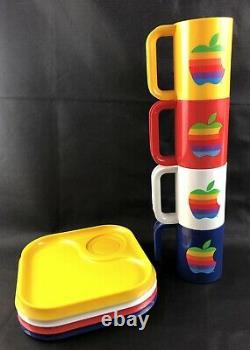 80's Apple Computer Rainbow Set Coffee Cup Mug Macintosh Logo Vintage Rare