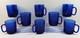 8 Avon Royal Sapphire Mugs Set Vintage Blue Floral Emboss Coffee Cups France Lot