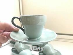 8 Cup 8 Saucer Vintage 1950s Wedgwood Celadon of Etruria & Barlaston Coffee Set