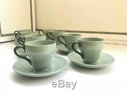 8 Cup 8 Saucer Vintage 1950s Wedgwood Celadon of Etruria & Barlaston Coffee Set