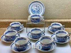 8 Sets COFFEE / TEA CUPS & SAUCERS VTG MASONS BLUE QUAIL TRANSFERWARE