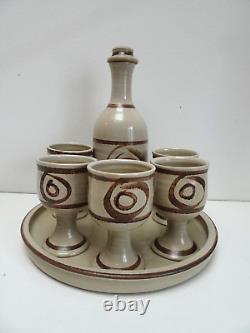 ABATY Stoneware Wales COFFEE SET TEA Welsh CERAMIC VINTAGE WITH TRAY BRUTALIST