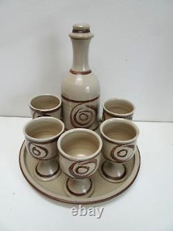 ABATY Stoneware Wales COFFEE SET TEA Welsh CERAMIC VINTAGE WITH TRAY BRUTALIST
