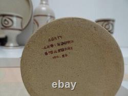 ABATY Stoneware Wales COFFEE SET TEA Welsh CERAMIC VINTAGE WITH TRAY BRUTALIST