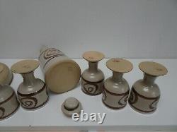 ABATY Stoneware Wales COFFEE SET TEA Welsh CERAMIC VINTAGE WITH TRAY BRUTALIST