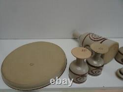ABATY Stoneware Wales COFFEE SET TEA Welsh CERAMIC VINTAGE WITH TRAY BRUTALIST