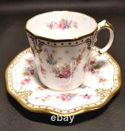 ANTIQUE ROYAL CROWN DERBY Royal Antoinette Coffee Cup & Saucer Set VTG