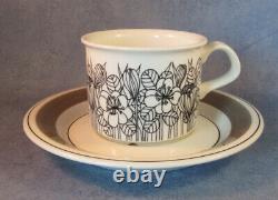 ARABIA OF FINLAND, Black Krokus GR, Vintage, Coffee Cup & Saucer, Excellent