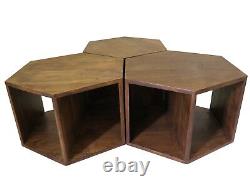 ARTEMIS Hexagonal Set of 3 Coffee Table Acacia Wood Side End -WNT09