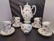 Aynsley Florida Coffee Pot Demitasse Cup & Saucer Set With Sugar Bowl Bone China